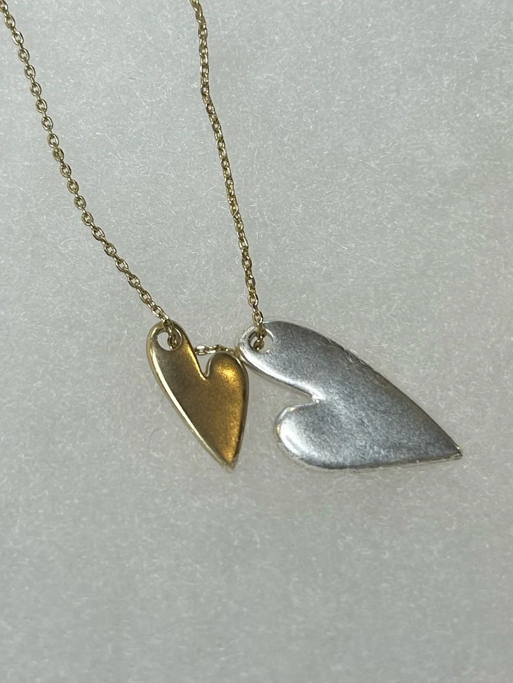 Lucky Brand Romantic Two Tone Double Heart Pendant Necklace 18” + Ext